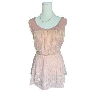 Pink Lace Fairy Vintage Y2K Coquette Tie-Back Women’s Small Mini Summer Dress